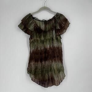 Sere Nade top womens 1x brown green sheer fairy forest goblin vintage 90s y2k